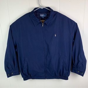 Polo Ralph Lauren Bomber Jacket Full Zip Plaid Lining Blue Men’s Extra Large